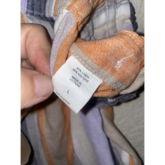 linen boho open side Button High waist Wide Leg Striped lagen Pants Large sexy - Picture 10 of 11